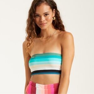 Billabong NWT Sol Stripes Sunny Tube Reversible Bikini Top L